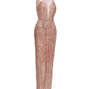 Gold Evening gown heavily encrusted with Chrystal’s